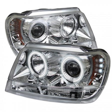 Ксеноновые фары, Spyder Auto, для Jeep Grand Cherokee 99-04, CCFL Halo, (Chrome)